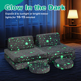 Modular Kids Play Couch Set Glow in the Dark with Portable Handles