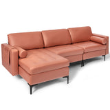 Modular 1/2/3/4-Seat L-Shaped Sectional Sofa Couch with Socket USB Port-3-Seat L