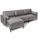Modular 1/2/3/4-Seat L-Shaped Sectional Sofa Couch with Socket USB Port-3-Seat L