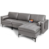 Modular 1/2/3/4-Seat L-Shaped Sectional Sofa Couch with Socket USB Port-3-Seat L