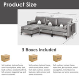 Modular 1/2/3/4-Seat L-Shaped Sectional Sofa Couch with Socket USB Port-3-Seat L