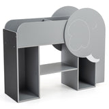 Montessori Bookshelf with Elephant Shape 3-Tier Toddler Toy Storage Organizer-Grey