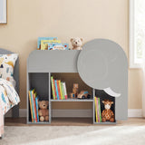 Montessori Bookshelf with Elephant Shape 3-Tier Toddler Toy Storage Organizer-Grey
