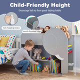 Montessori Bookshelf with Elephant Shape 3-Tier Toddler Toy Storage Organizer-Grey