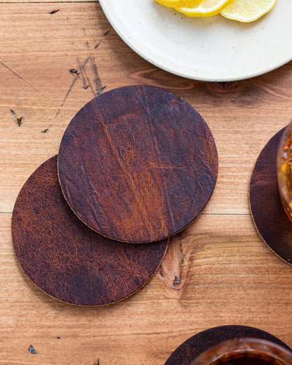 Moose Leather Coaster Set