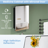 20 x30 Inch Multi-Functional Bathroom Mirror Cabinet with Adjustable Shelves-Black