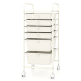 6 Drawers Rolling Storage Cart Organizer-Transparent