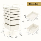 6 Drawers Rolling Storage Cart Organizer-Transparent