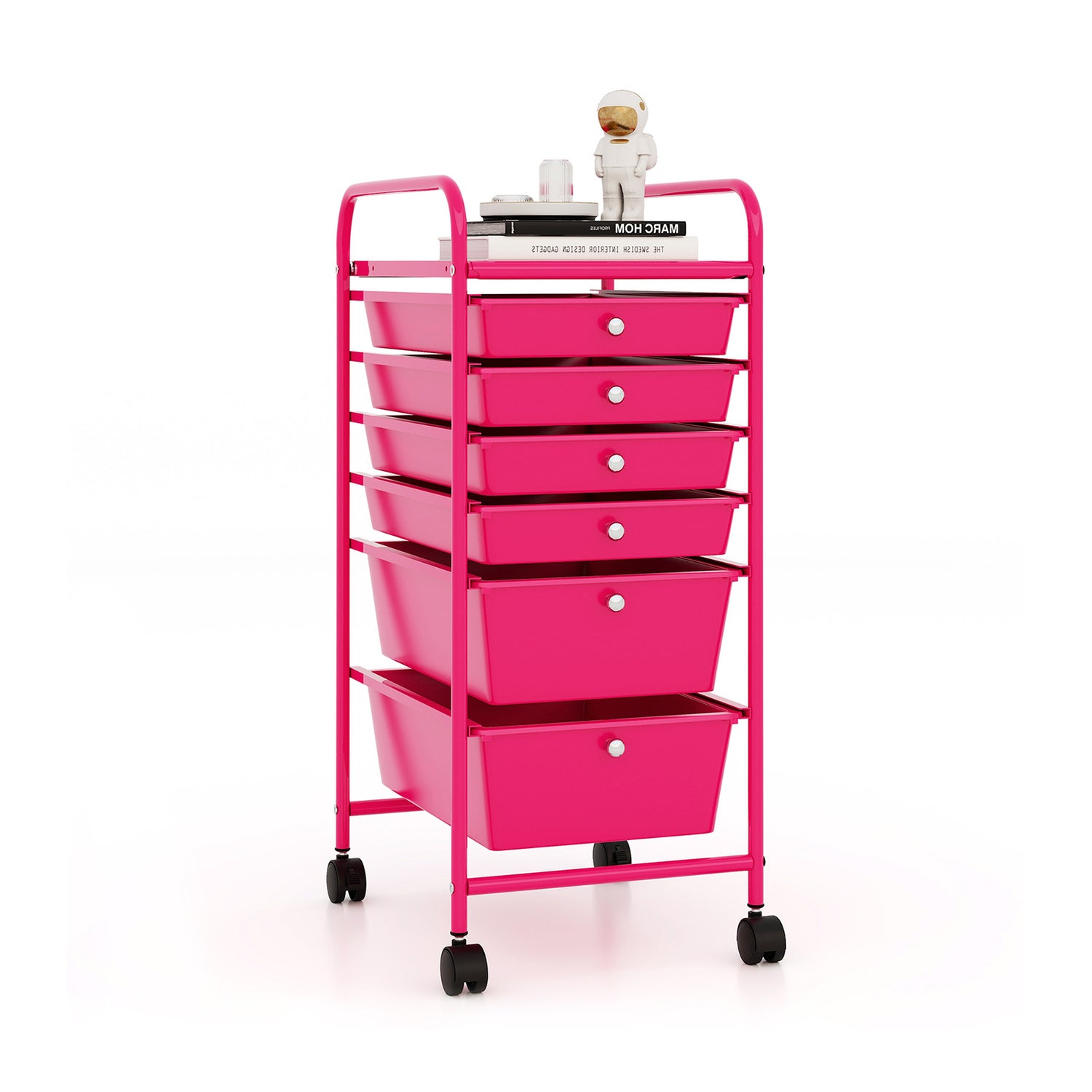 6 Drawers Rolling Storage Cart Organizer-Transparent