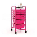 6 Drawers Rolling Storage Cart Organizer-Transparent