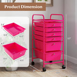 6 Drawers Rolling Storage Cart Organizer-Transparent