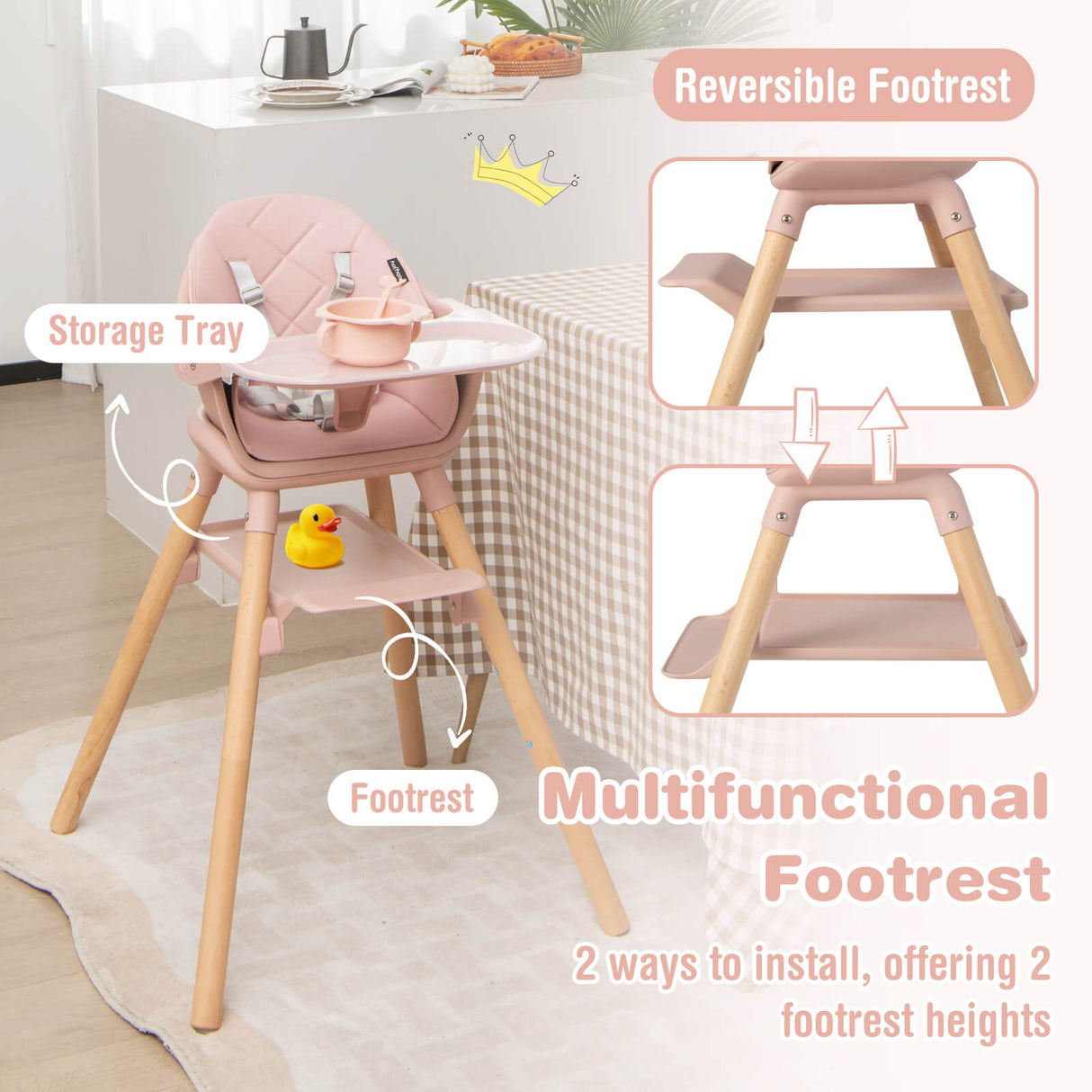 6-in-1 Baby High Chair with Removable Dishwasher and Safe Tray