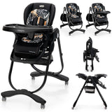 Multifunctional Folding Baby High Chair with Rolling Wheels and Adjustable Height