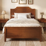 Multiple Size Solid Wood Platform Bed Frame with Headboard in Walnut