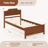 Multiple Size Solid Wood Platform Bed Frame with Headboard in Walnut