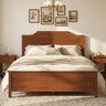 Multiple Size Solid Wood Platform Bed Frame with Headboard in Walnut