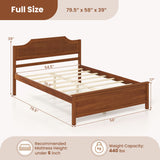 Multiple Size Solid Wood Platform Bed Frame with Headboard in Walnut