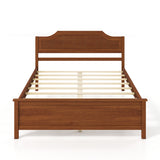 Multiple Size Solid Wood Platform Bed Frame with Headboard in Walnut