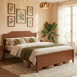 Multiple Size Solid Wood Platform Bed Frame with Headboard in Walnut
