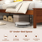 Multiple Size Solid Wood Platform Bed Frame with Headboard in Walnut