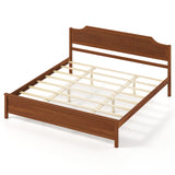 Multiple Size Solid Wood Platform Bed Frame with Headboard in Walnut