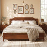 Multiple Size Solid Wood Platform Bed Frame with Headboard in Walnut