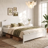 Multiple Size Solid Wood Platform Bed Frame with Headboard in White