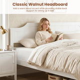 Multiple Size Solid Wood Platform Bed Frame with Headboard in White