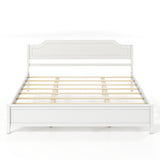Multiple Size Solid Wood Platform Bed Frame with Headboard in White
