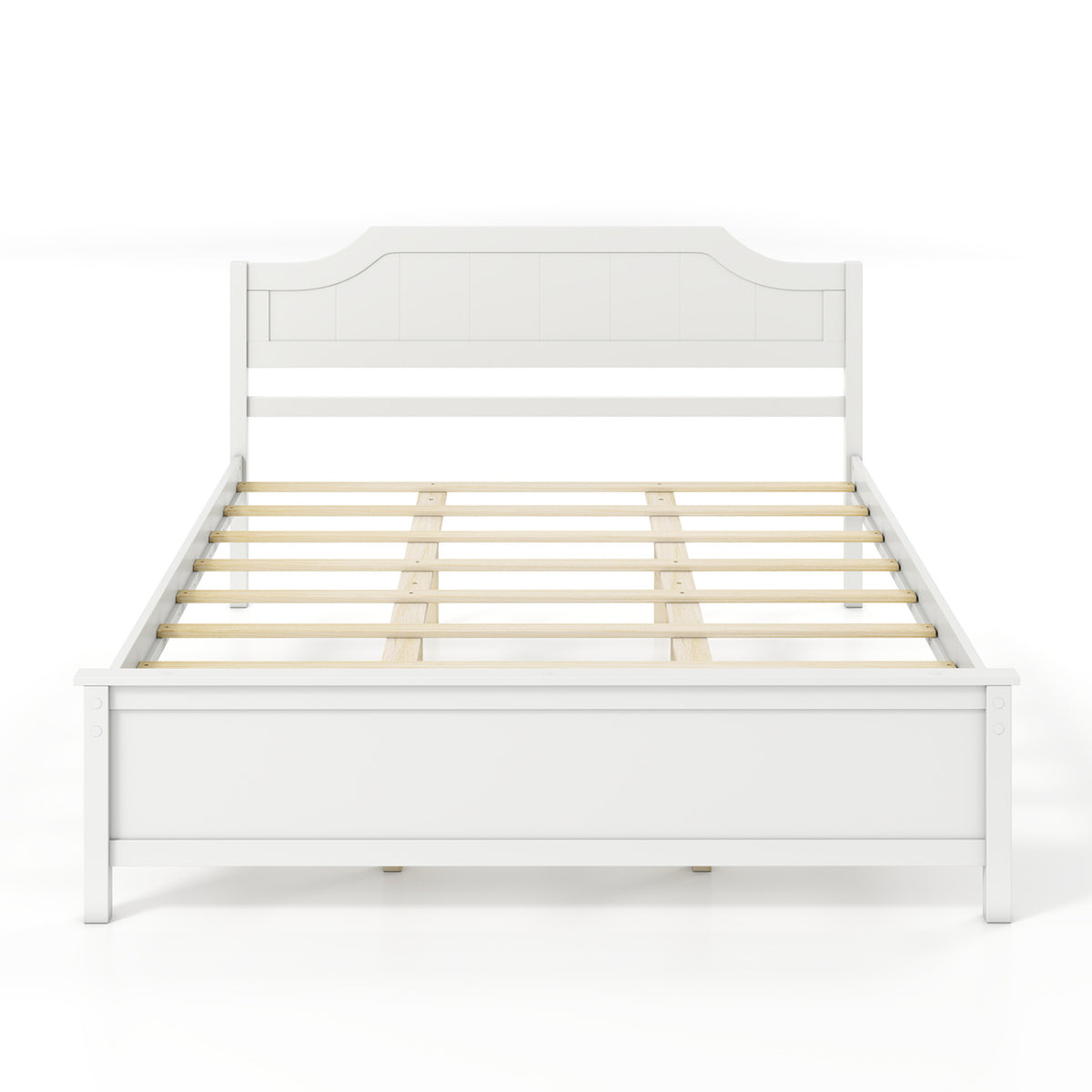 Multiple Size Solid Wood Platform Bed Frame with Headboard in White