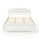 Multiple Size Solid Wood Platform Bed Frame with Headboard in White