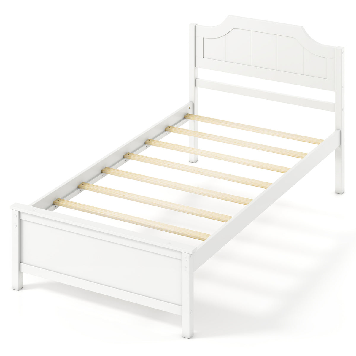 Multiple Size Solid Wood Platform Bed Frame with Headboard in White