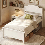 Multiple Size Solid Wood Platform Bed Frame with Headboard in White