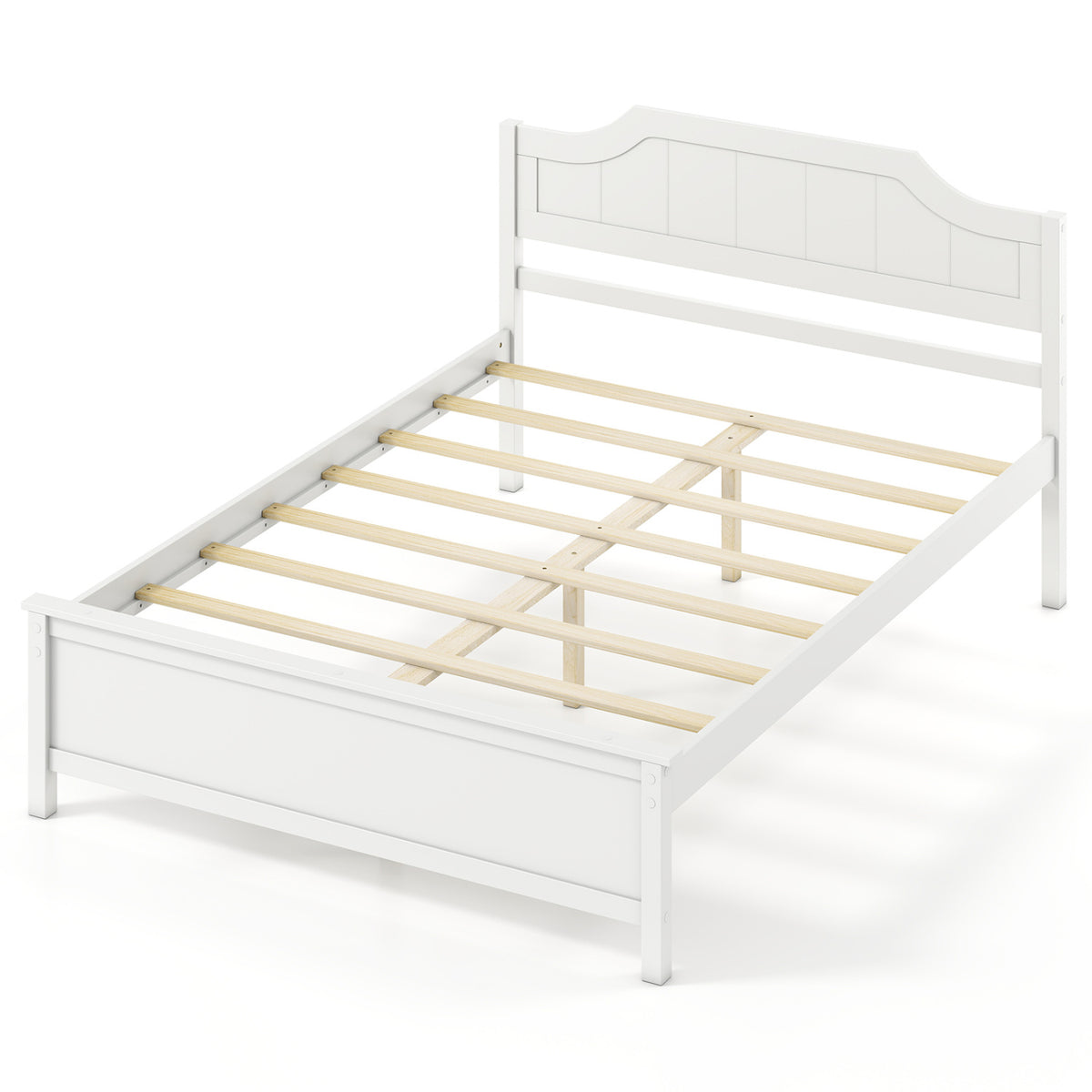 Multiple Size Solid Wood Platform Bed Frame with Headboard in White