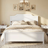 Multiple Size Solid Wood Platform Bed Frame with Headboard in White