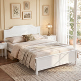 Multiple Size Solid Wood Platform Bed Frame with Headboard in White