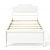 Multiple Size Solid Wood Platform Bed Frame with Headboard in White