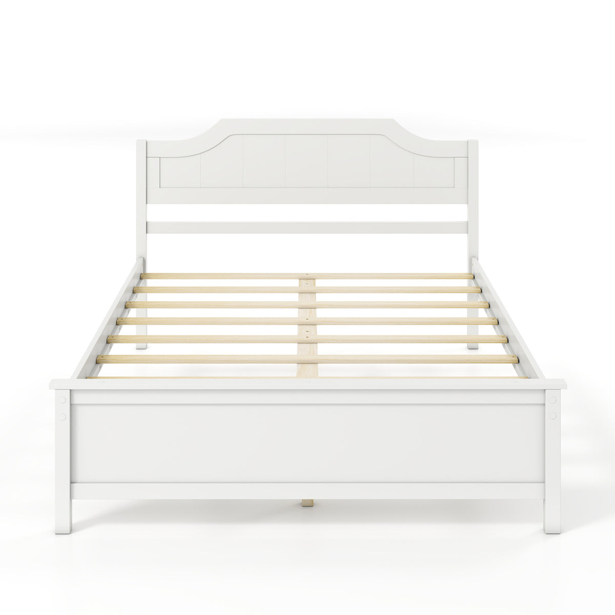Multiple Size Solid Wood Platform Bed Frame with Headboard in White