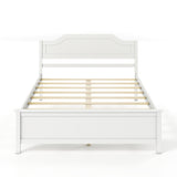 Multiple Size Solid Wood Platform Bed Frame with Headboard in White