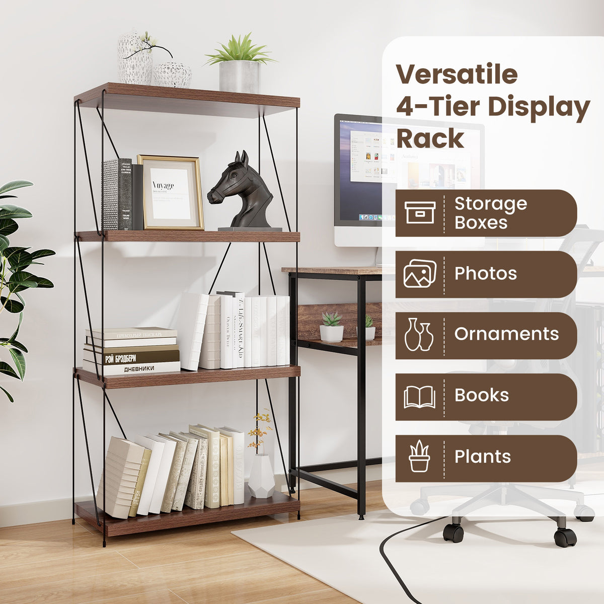 3-Tier Multipurpose Display Rack with Metal Frame
