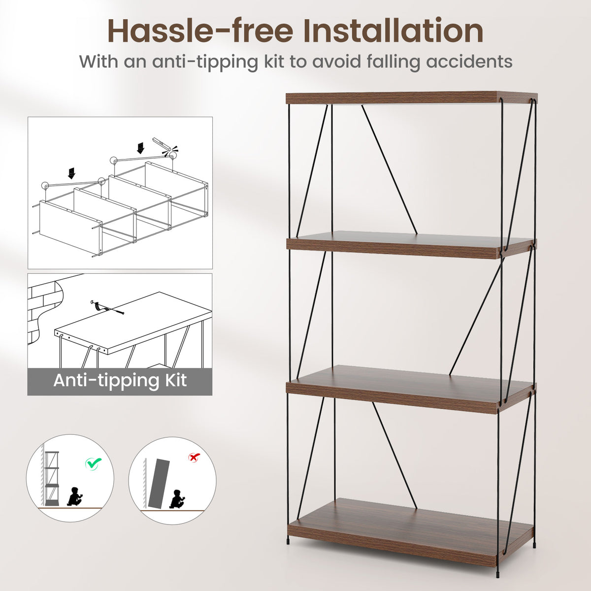 3-Tier Multipurpose Display Rack with Metal Frame