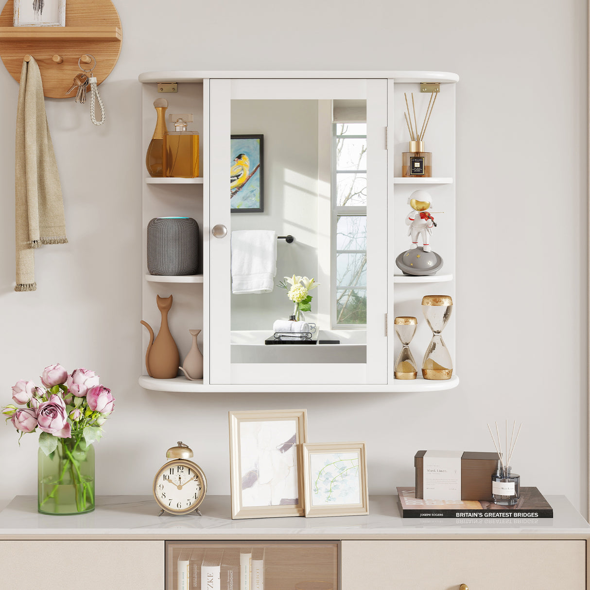 Multipurpose Mount Wall Mirror Bathroom Storage Cabinet