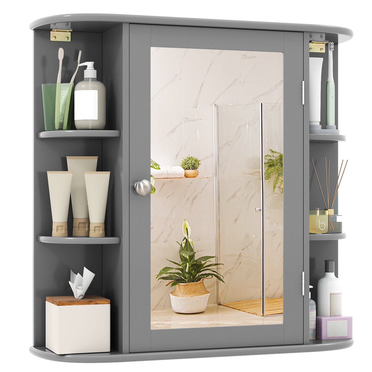 Multipurpose Mount Wall Mirror Bathroom Storage Cabinet