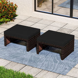 Multipurpose Outdoor 2 Pieces Patio PE Rattan Ottomans Footstool