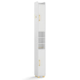 Narrow Bathroom Storage Cabinet with Open Shelves and Toilet Paper Holder