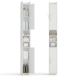 Narrow Bathroom Storage Cabinet with Open Shelves and Toilet Paper Holder
