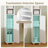 Narrow Bathroom Storage Cabinet with Open Shelves and Toilet Paper Holder