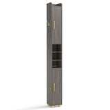 Narrow Bathroom Storage Cabinet with Open Shelves and Toilet Paper Holder