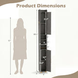 Narrow Bathroom Storage Cabinet with Open Shelves and Toilet Paper Holder