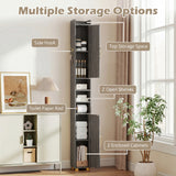 Narrow Bathroom Storage Cabinet with Open Shelves and Toilet Paper Holder